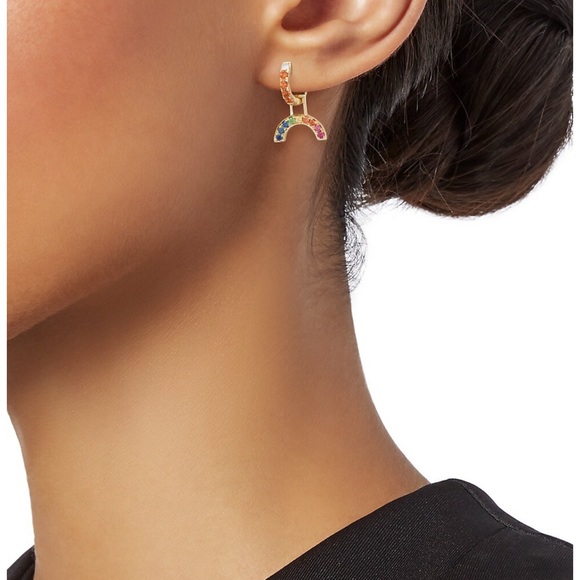 EarWish 14K Yellow Gold, Sapphire & Tsavorite Rainbow Single Earring Charm - Picture 2 of 3